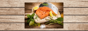 salmon on cutting board